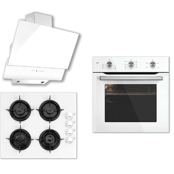 Kumtel Monte Carlo Üçlü Ankastre Set Beyaz (835 Davlumbaz+Cam Ocak+A6Sf2 Mt Fırın)