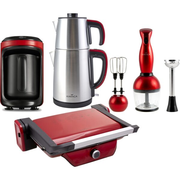 Karaca 4lü Hatır Hüp Kahve Makineli Elektrikli Çeyiz Seti Kırmızı