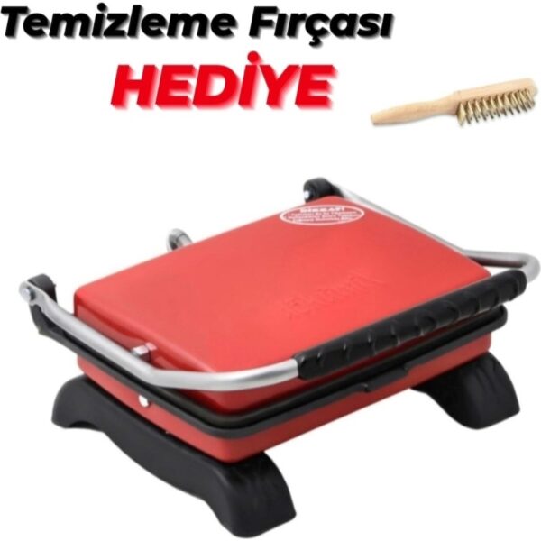 Dökümix Döküm Organik Tost Makinesi Ev Tipi Kırmızı 1800W FIRÇALI
