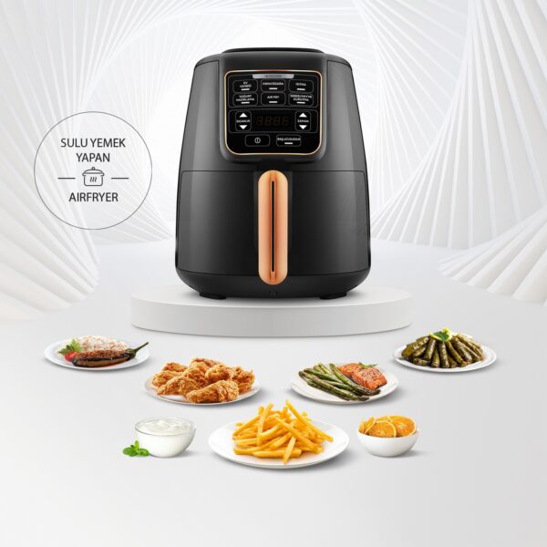 Karaca Air Pro Cook XL 2 in 1 Konuşan Airfryer Black Cooper 4 Kişilik Fritöz