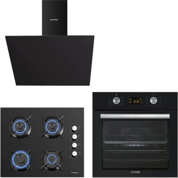 Kumtel Siyah Cam Dijital / Dokunmatik Ankastre Set - 9 Programlı (Ko-40 Tahdf Ocak B66 - Sf2 Ddt Fırın DA6-833 Davlumbaz)