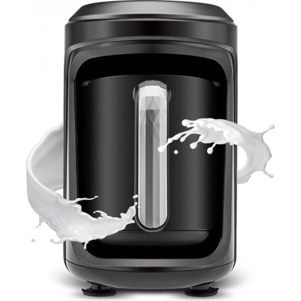 Karaca Hatır Hüps Quartz Közde Türk Kahvesi, Sütlü Türk Kahvesi, Sütlü İçecek Hazırlama Makinesi 5 Fincan Kapasiteli Bol Köpüklü Black Chrome