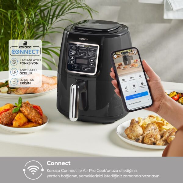 Karaca Connect Air Pro Cook Xl 2 In 1 Uzaktan Erişimli Airfryer Shadow Grey 4 Kişilik