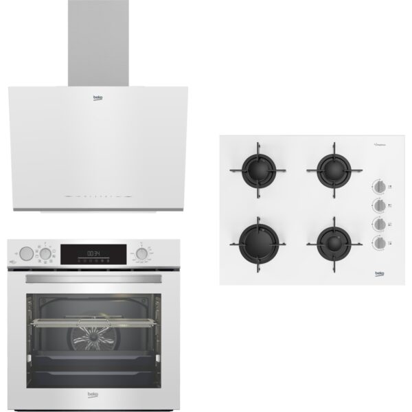 Beko Beyaz Cam Ankastre Set Fitfry Özelliği (Az Yağla Pişirme Özelliği)