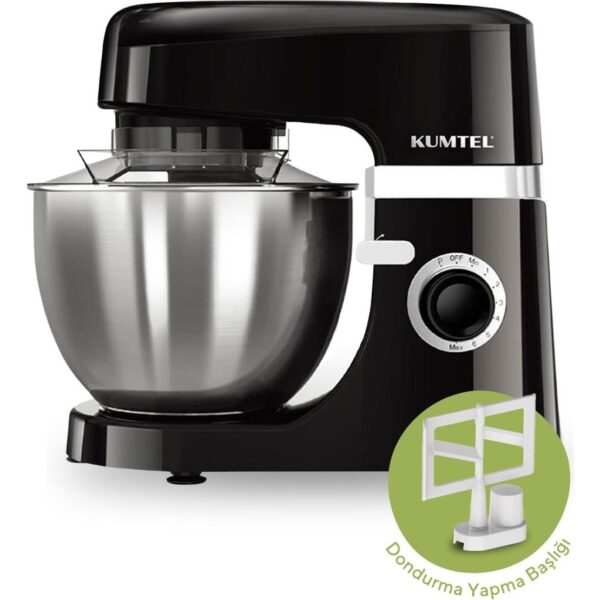 Kumtel Siyah Hamur Yoğurma 1800WATT 4.5lt Dondurma Yapma Aprt. Sm-02