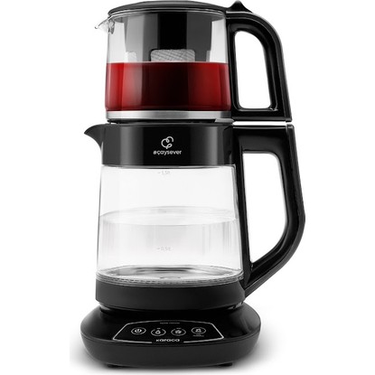 Karaca Çaysever 3 In 1 Konuşan Cam Çay Makinesi Su Isıtıcı ve Mama Suyu Hazırlama 1700W Black