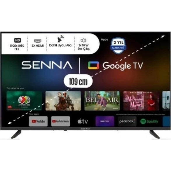 Senna 43SNF9000F 43'' 109 Ekran Uydu Alıcılı Full HD Google Smart LED TV