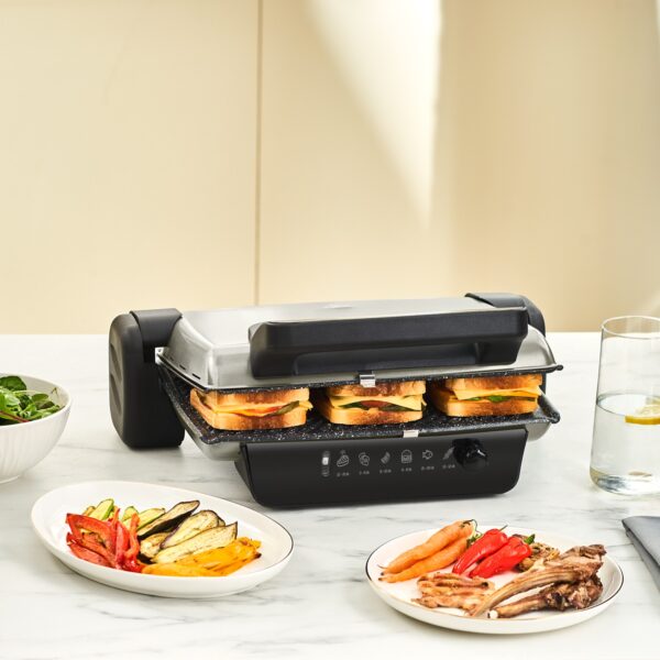 Karaca Crust Grill Toast Izgara ve Tost Makinesi 6 Dilim Mat Krem