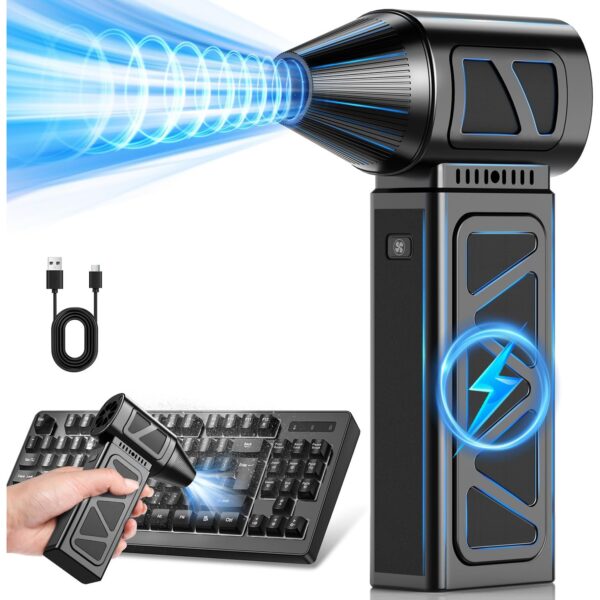 Robeve Süper Güçlü Üfleyici Şarjlı Fan Mini Turbo Jet Fan Turbo Fan 130000 Rpm Güçlü Fan Vantilatör Üfleyici Süper Turbo Fan Yüksek Hızlı Fırçasız Motor Mini Jet Üfleyici