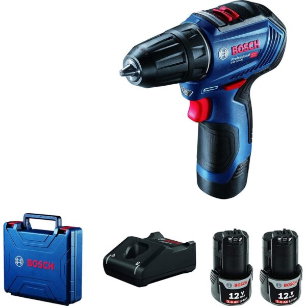 Professional Gsr 12V-30 Akülü Delme Vidalama Makinesi (12 Volt, 2 x 2,0 Ah Akü, Şarj Cihazı, Yumuşak/sert Tork: 18/30 Nm; Plastik Çanta