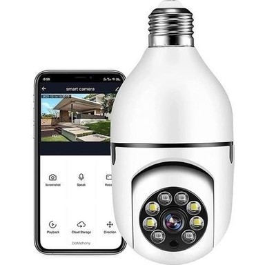 Alpotekno® Wifi 360 Panoramik Ampul Kamera Gece Görüş Ses Akıllı Hareket Algılayıcı